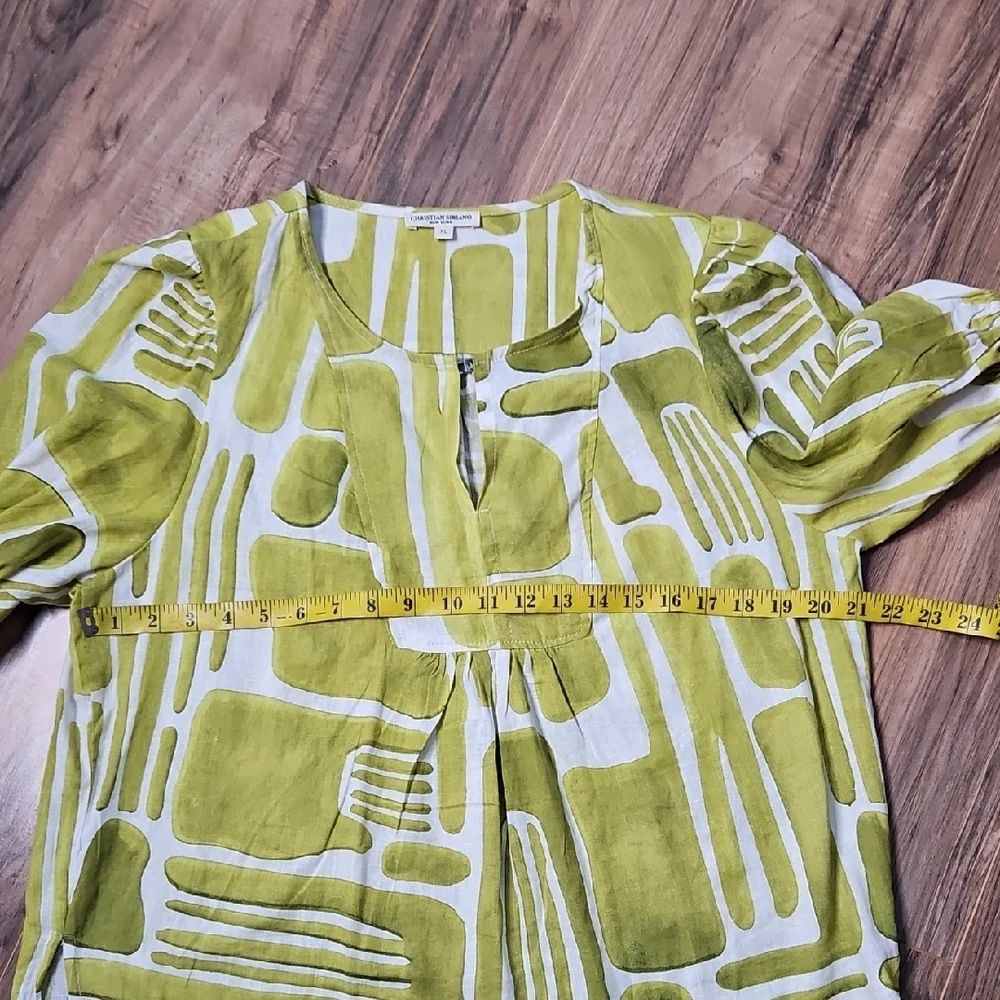 Christian Siriano Women's Green Patterned Blouse XL - Picture 6 of 9
